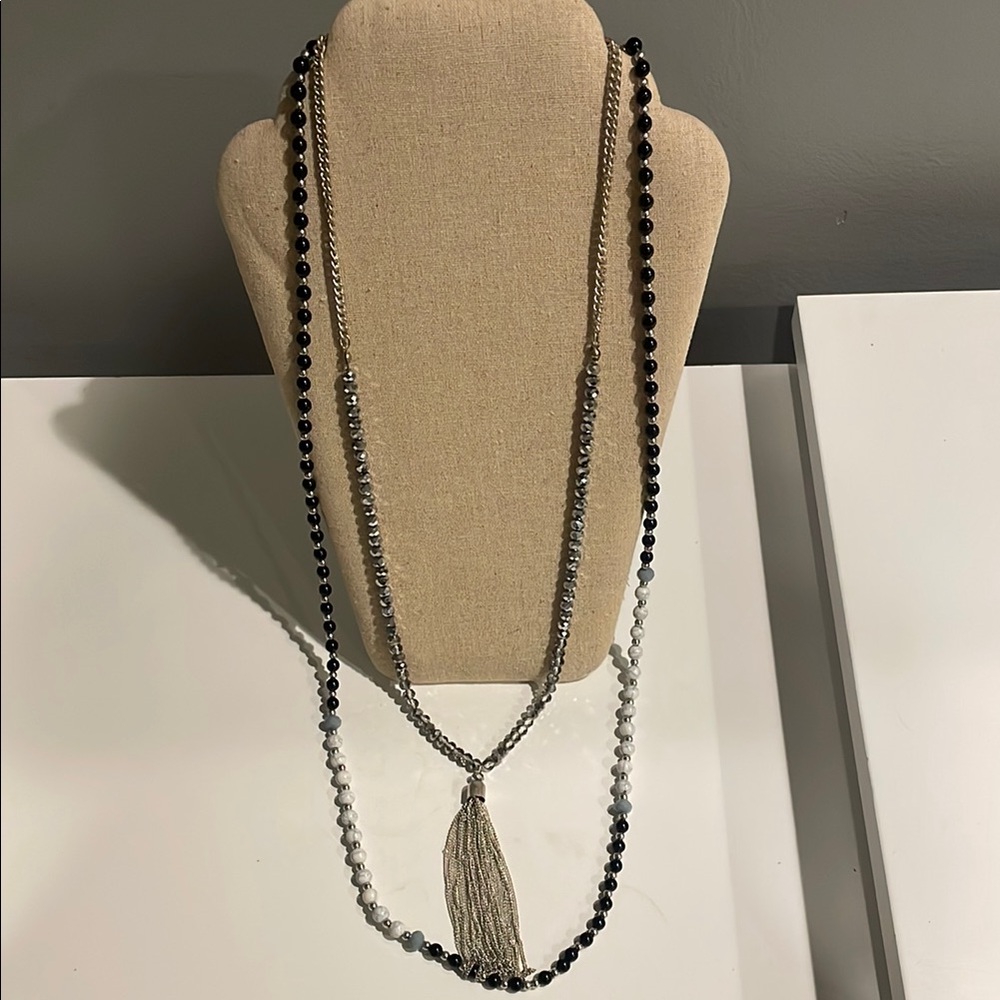 Elegant Black and Silver Beaded Necklace